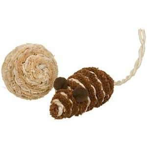   Raffia Mouse and Ball Cat Toys ColorBrown Kitchen 