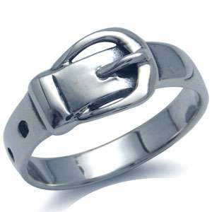 925 Sterling Silver Belt Buckle Band Ring  