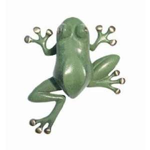  Frog Door Knocker   Solid Brass with Green Patina