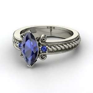  Catelyn Ring, Marquise Sapphire 14K White Gold Ring 