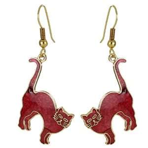   Genuine Cloisonné Collection   Handcrafted Cat inspired Earrings