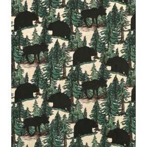  Cream/Green Animals & Trees Flannel Fabric: Arts, Crafts 