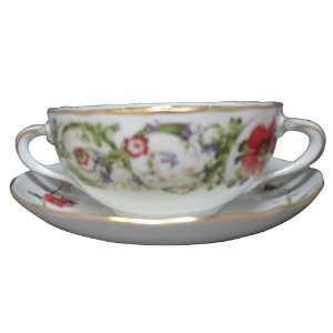 Versace by Rosenthal Flower Fantasy 9 Ounce Creamsoup Cup and 6 1/3 