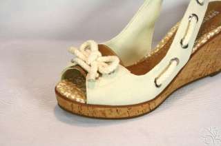 SPERRY Top Sider Southport White Canvas Wedges Slingbacks Shoes New 