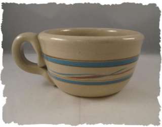 Studio Handcrafted Pottery Blue Brown Striped Soup Mug  