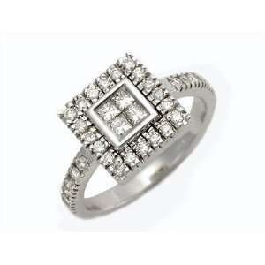  18K White Gold Invisible Set Diamond Ring, Enhanced with 