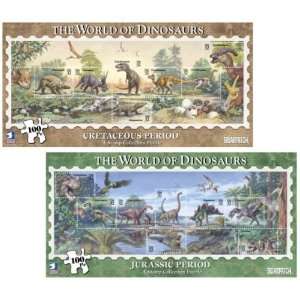 World of Dinosaurs 100 pc Stamp Collection Puzzles by Briarpatch (Set 