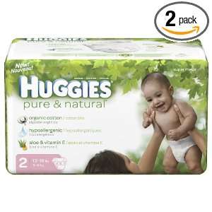  Huggies Pure & Natural Diapers, Size 2, 60 Count (Pack of 
