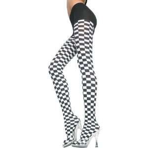 Lets Party By Music Legs Checker Tights Black & White   Adult / Black 
