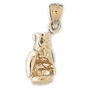  14kt Yellow Gold 3 D Boxing Gloves Pendant Jewelry