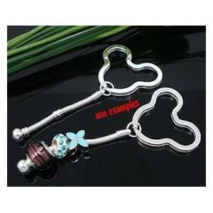  Silver Mouse Ears KEY CHAIN for European Charm Beads: Arts 