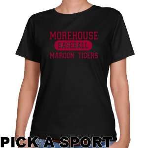 Morehouse Maroon Tigers Ladies Black Custom Sport Classic Fit T shirt 