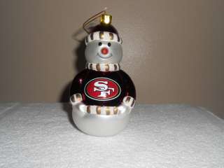   FRANCISCO 49ers CHRISTMAS SNOWMAN GLASS ORNAMENT 5 TALL NIB  