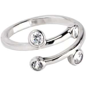    Solid 14K White Gold Cubic Zirconia Spiral Toe Ring: Jewelry