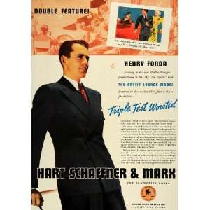  1937 Ad Schaffner Marx Henry Fonda Savile Lounge Suit 