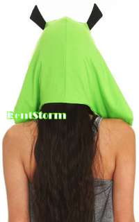 Invader Zim Gir Beanie Hat Hoody Snood Green Scarf Attached Ears Heart 