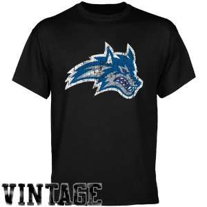 NCAA Stony Brook Seawolves Black Distressed Logo Vintage T 