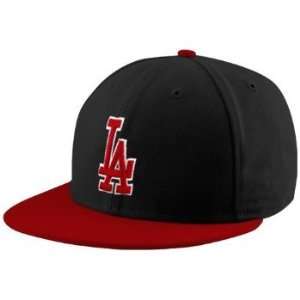   Dodgers Two Tone Black Red Fitted 59 Fifty Hat Cap