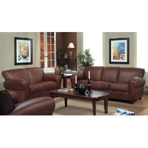  Monterey 2 pc sofa and love seat set medium brown leather 