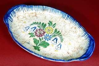 1930 ANTIQUE SMF GERMANY MAJOLICA SERVING PLATE TRAY FLORAL MOTIF DISH 
