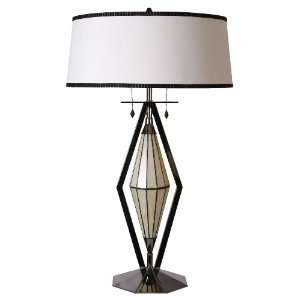 Diamond and Black Polished Chrome Table Lamp with Faux Silk with Black 