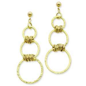    14k Large Textured & Small Polished Circle Earrings Jewelry