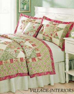 CLEARANCE 4PC HARMONY STAR COUNTRY RED SAGE GREEN KING QUILT SET 