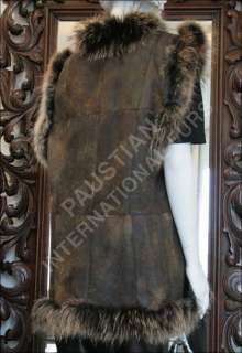 756 Rabbit fur waistcoat with fox frame   fur vest  