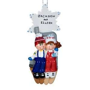 Personalized Ski Lift Couple Christmas Ornament:  Home 