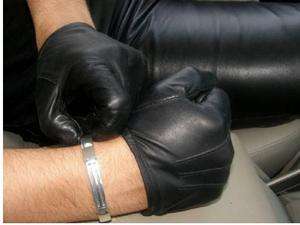 Mans short simple style real soft leather gloves*black  