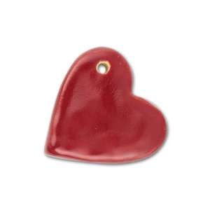  Stoneware Large Red Heart Pendant Offset Hole Left: Home 