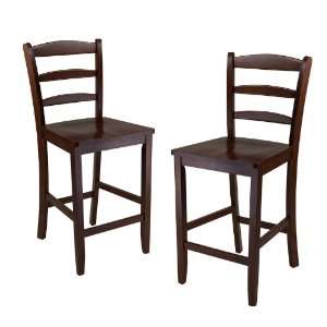    Winsome 24 Inch Counter Ladder Back Stool, Set of 2