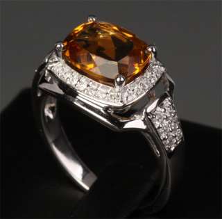   CITRINE 14K WHITE GOLD .33ct H/SI DIAMOND Engagement RING $$  