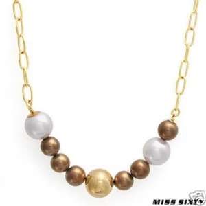  MISS SIXTY Design Faux Pearl & 14k/StSt Necklace $117 