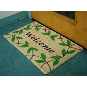  Printed Coco Coir Doormat Welcome Leaf Design: Patio, Lawn 