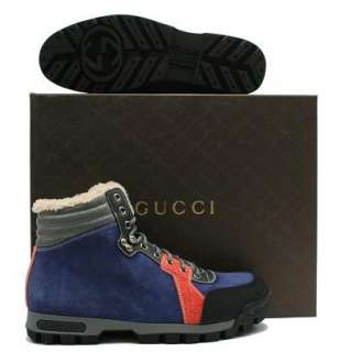 NEW! $650 GUCCI MENS BLUE SUEDE MULTI ANKLE BOOT  