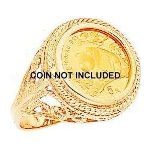  14K Gold 1/20oz Panda Coin Ring Sz 6: Jewelry