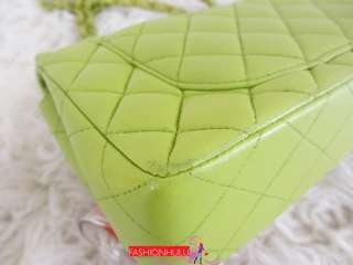 Authentic CHANEL Apple Green Classic 2.55 Lambskin Quilted Double Flap 