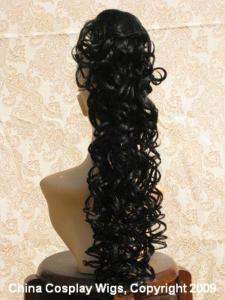  Black long curly clip on hair ponytail  