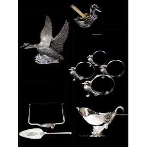  9 pc Silver Plated Duck Table Holiday Tableware Set 