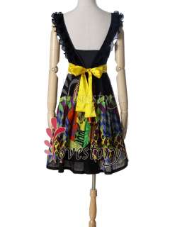   Floral Printed Falbala Sexy Short Club Dress 03377 Size 3XL  
