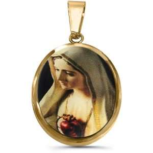   316L Stainless Steel Religious Pendant   Mary   Gold Plated Jewelry