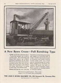1920 John F Byers Machine Co Ravenna OH Ad: Auto Crane  