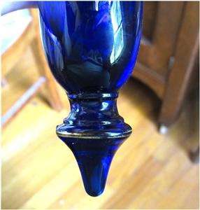Tiffin Glass Cobalt Blue Wall Pocket Vase Gold Band  