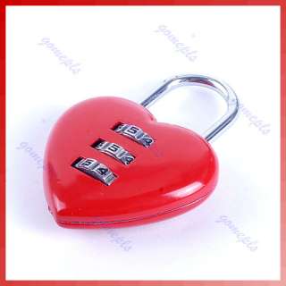   Digits Luggage Suitcase Padlock Red Heart Shaped Coded Lock  