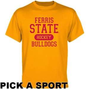  Ferris State Bulldogs Gold Custom Sport T shirt   Sports 