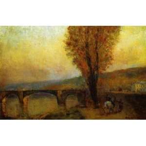   , painting name Bridge and Rider, By Lebourg Albert