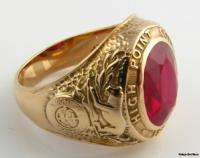 Vintage High Point College Syn Red Spinel Mens Class Ring   10k 