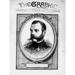   1874 Antique Portrait Alexander Czar Russia Man Print