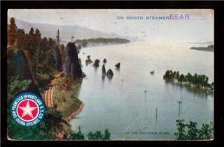 1910 columbia river str. bear ship advertising postcard  